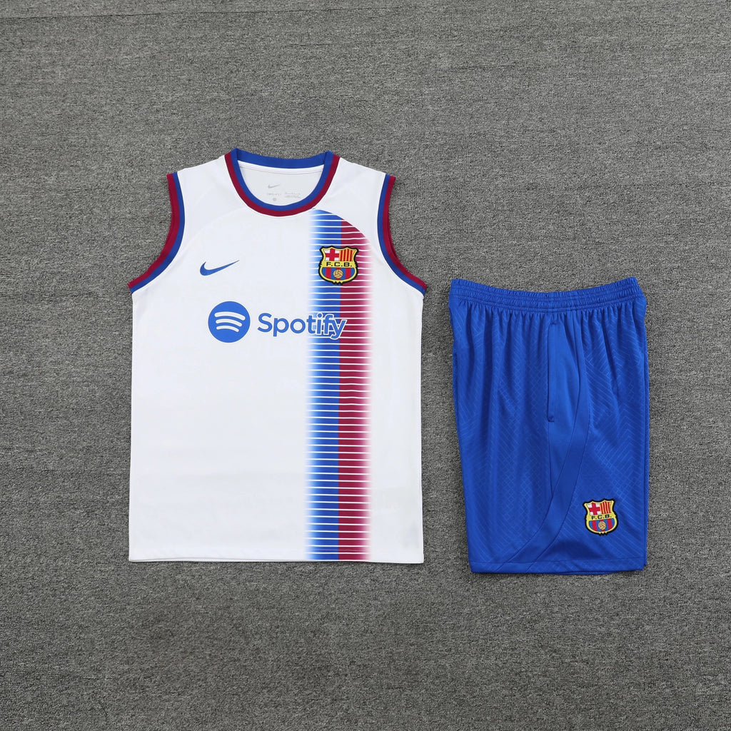 Ensemble FC Barcelone blanc + Ensemble débardeur